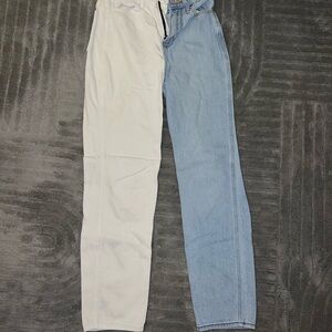 Hollister White and Light Blue Jeans